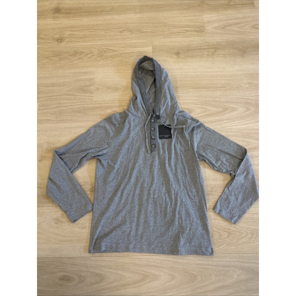 Robert Barakett Montreal Caesar Hoodie Men's M Gray Warm Ash Striped NWT